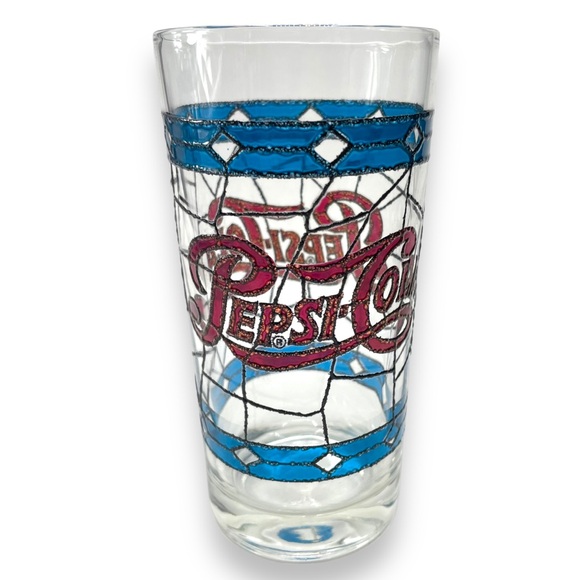 Pepsi Cola Set of 3 Vintage 70s Tiffany Raised Stain Glass Tumblers - Picture 6 of 11